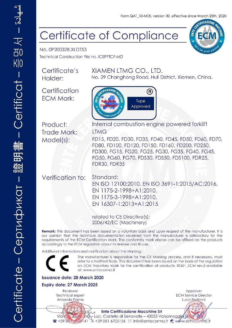 CE Certificate of Diesel ForkliftLPGgasoline Forklift CE Certificate of Diesel ForkliftLPGgasoline Forklift