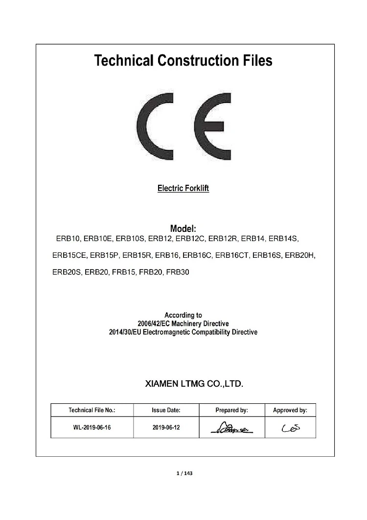 CE Certificate of reach truck CE Certificate of reach truck