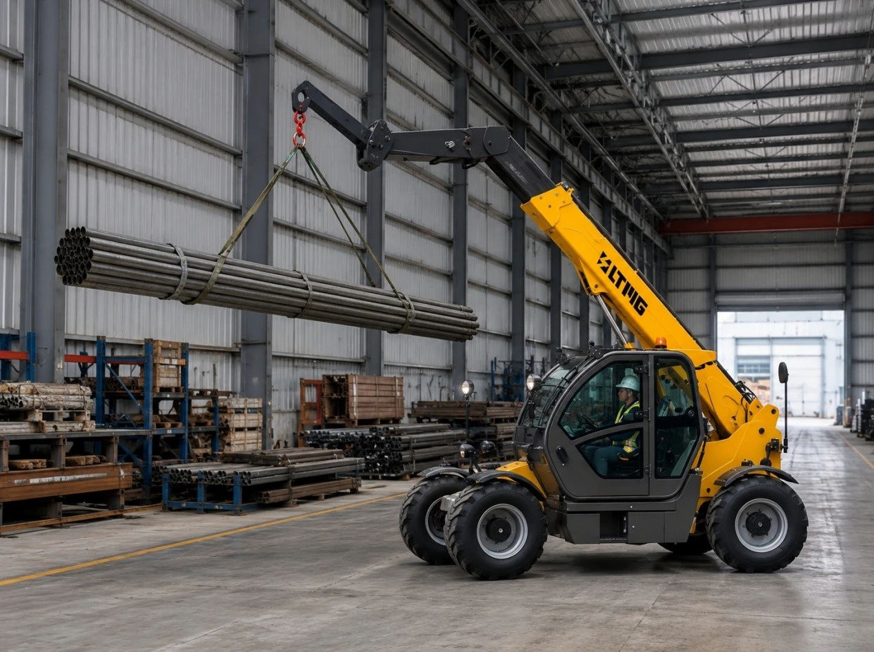 Telehandler lifting steel pipes Telehandler lifting steel pipes